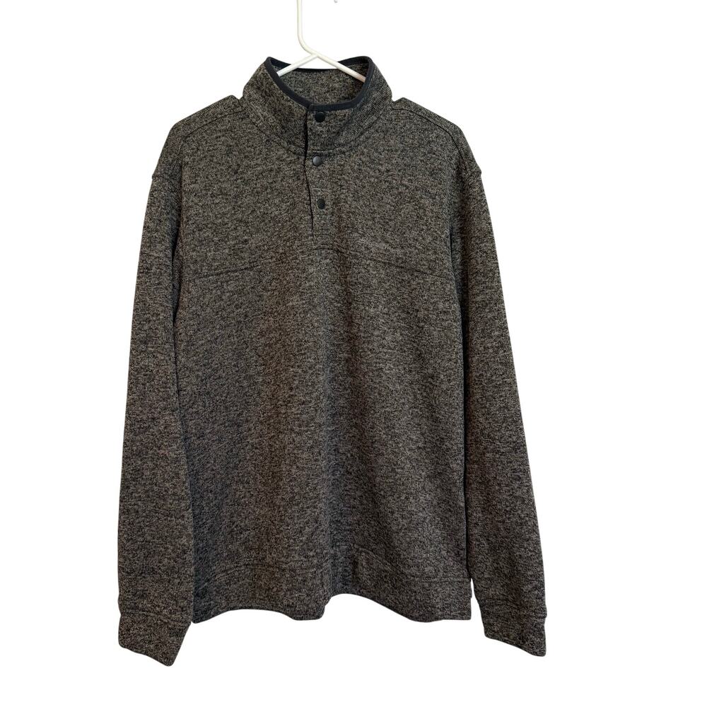 Eddie Bauer Sweatershirt Men’s XL Gray Fleece Mock Neck Snap Pullover Radiator